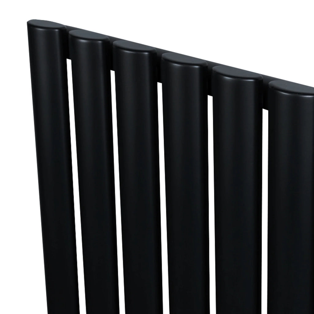Radiatore Orizzontale Ovale 600x1440mm Nero con Valvole TRV