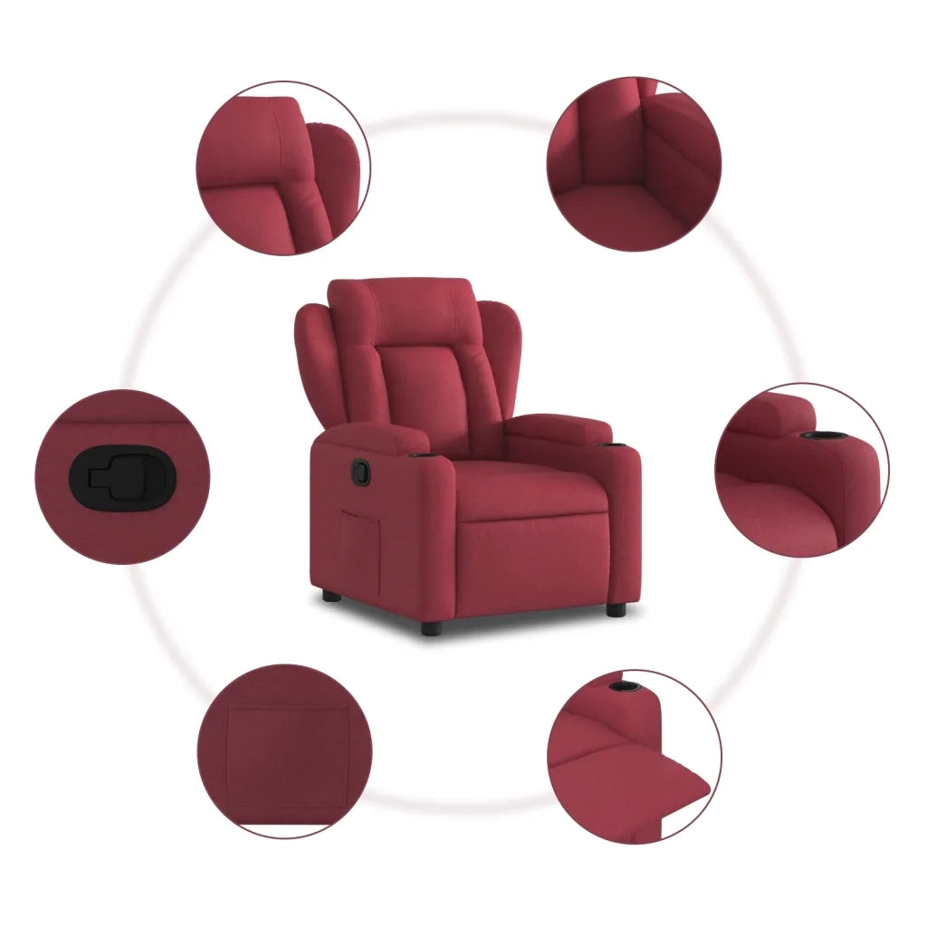 Poltrona Reclinabile in Tessuto Rosso Vino 372406