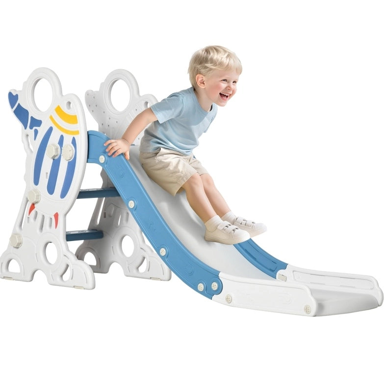 Scivolo per bambini da interno, design razzo, blu, 157 x 46,5 x 80 cm