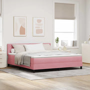 Letto a molle con materasso Rosa 180 x 200 cm Velluto 3339259