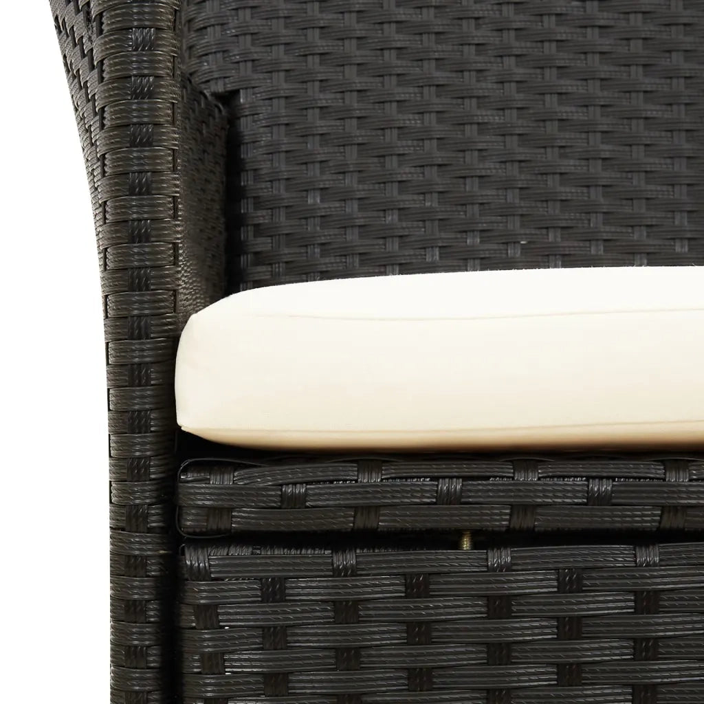 Set da Pranzo da Giardino 9 pz con Cuscini Nero in Polyrattan 3187321