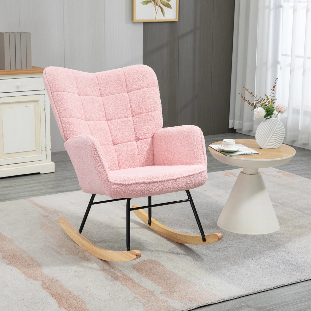 POLTRONA A DONDOLO Imbottita 98x71x101 cm Rosa