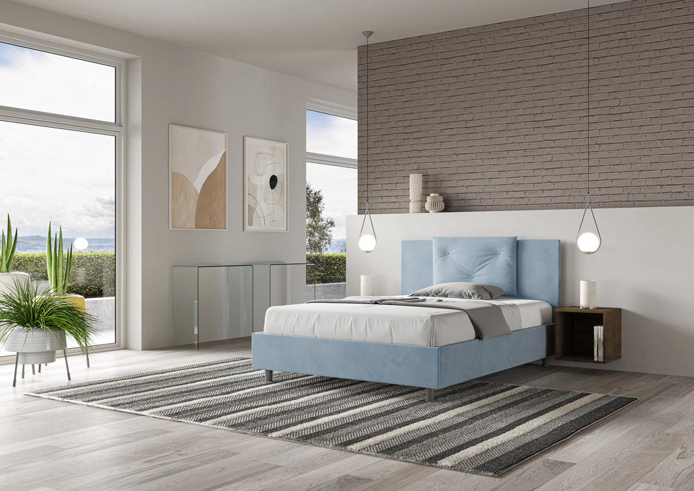 Letto Matrimoniale Extra Large 190x190 cm con Rete Appia Azzurro