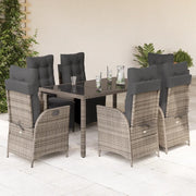 Set da Pranzo da Giardino 7 pz con Cuscini in Polyrattan Grigio 3213329