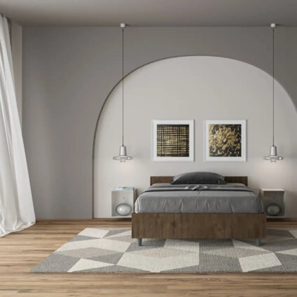 Letto una piazza e mezza con rete 120x200 noce Nuamo