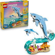 LEGO Creator 3 in 1 Animali Marini: Meravigliosi Delfini Giocattolo - Si Trasforma in Cavalluccio Marino o in Granchio ,