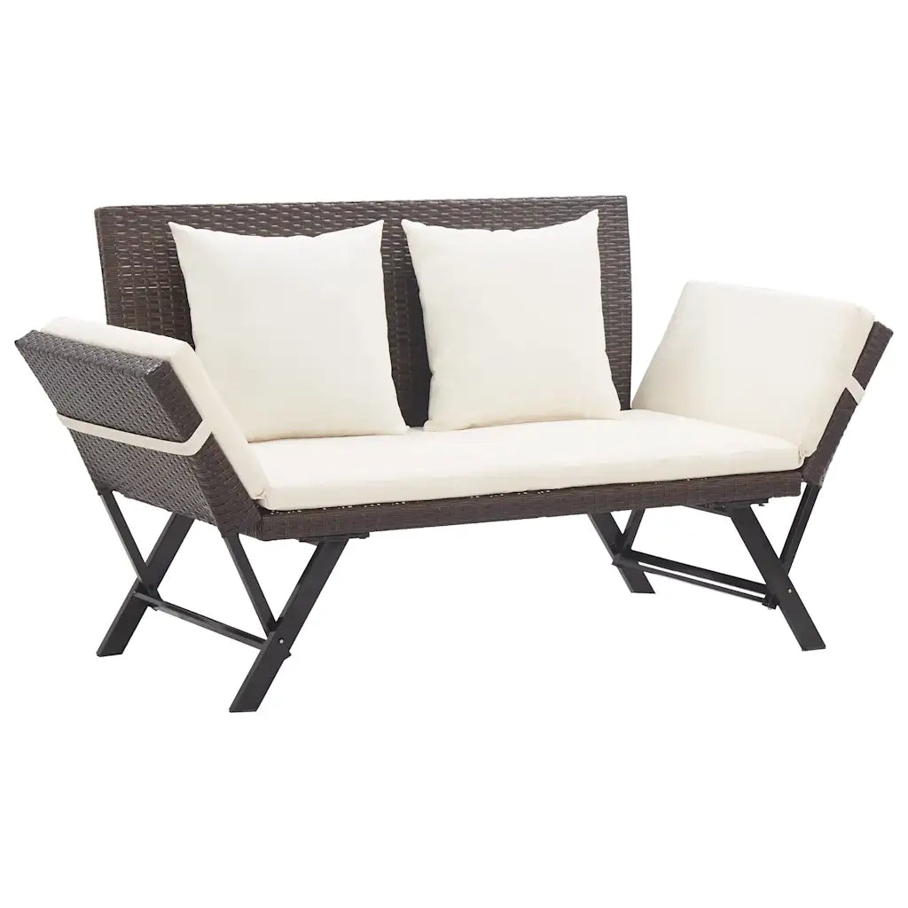 Panchina da Giardino con Cuscini 176 cm Marrone in Polyrattan 46231