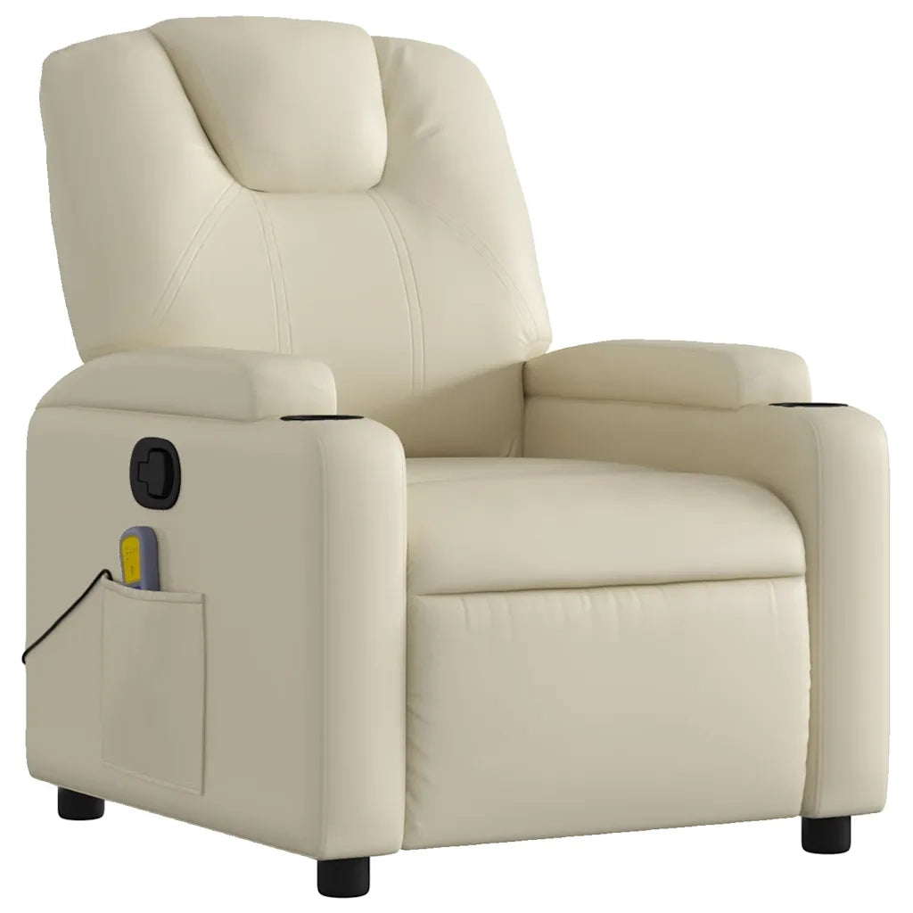 Poltrona da Massaggiante Reclinabile Crema Similpelle 372397