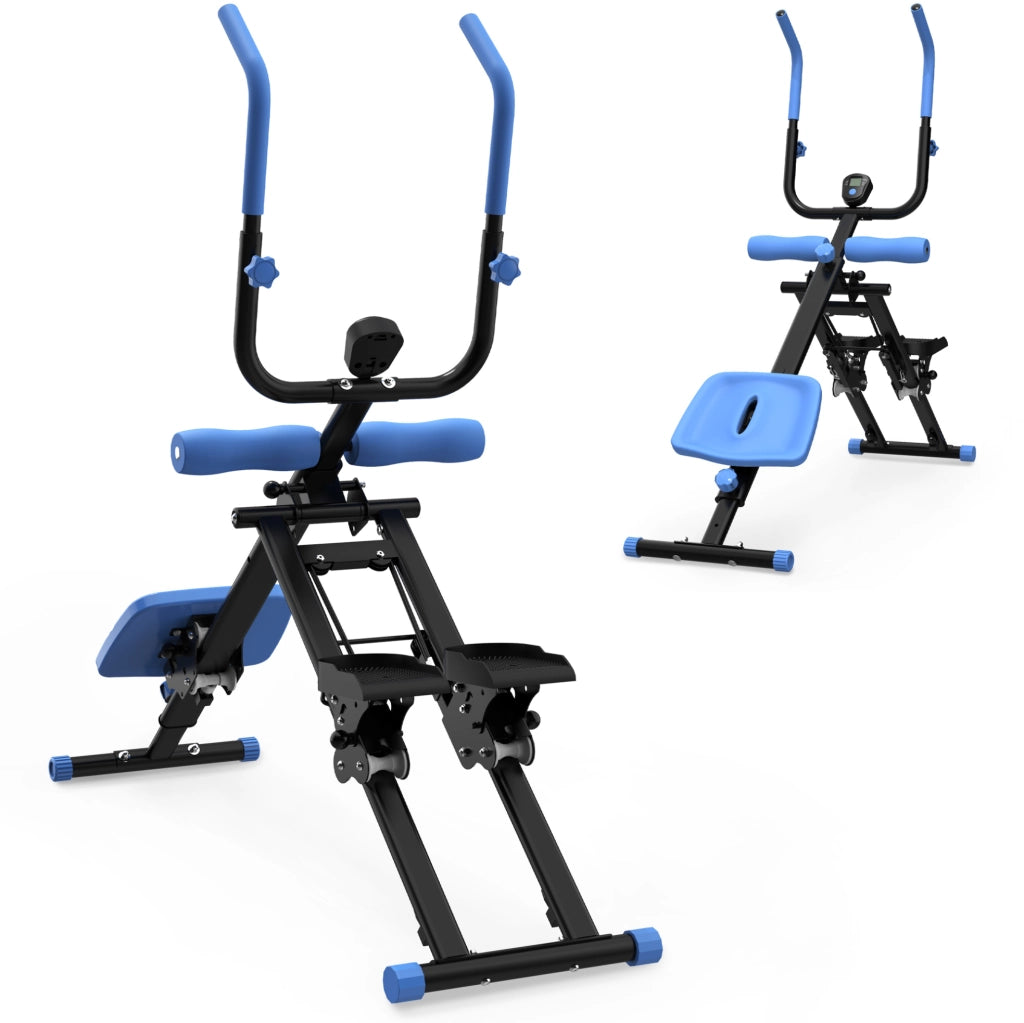 Stepper e allenatore addominali 2 in 1 ULEVR pieghevole, attrezzo fitness per casa nero e blu