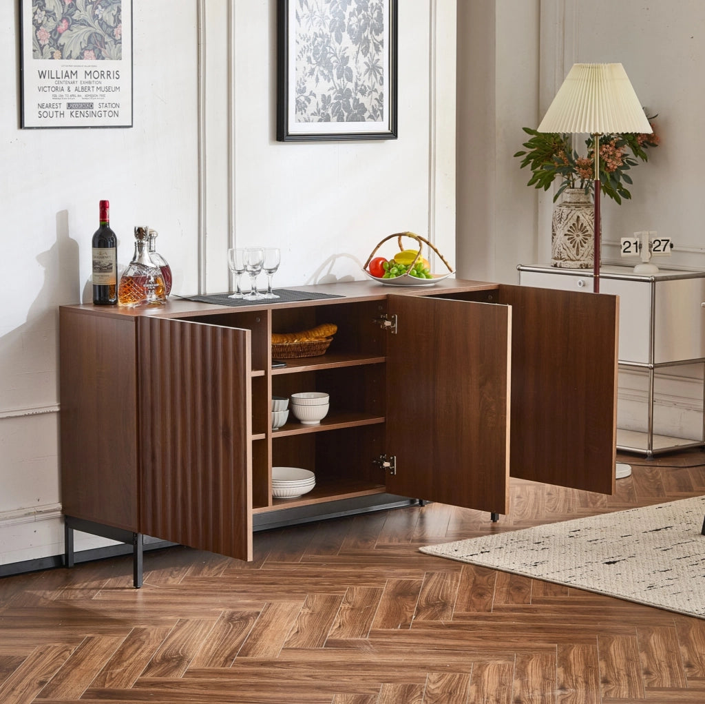 Madia moderna marrone scuro con ante e design ondulato