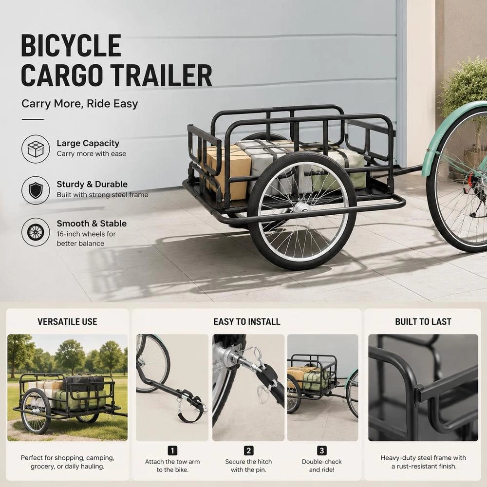Bicycle Trailer 130x73x48.5 Cm Steel Black