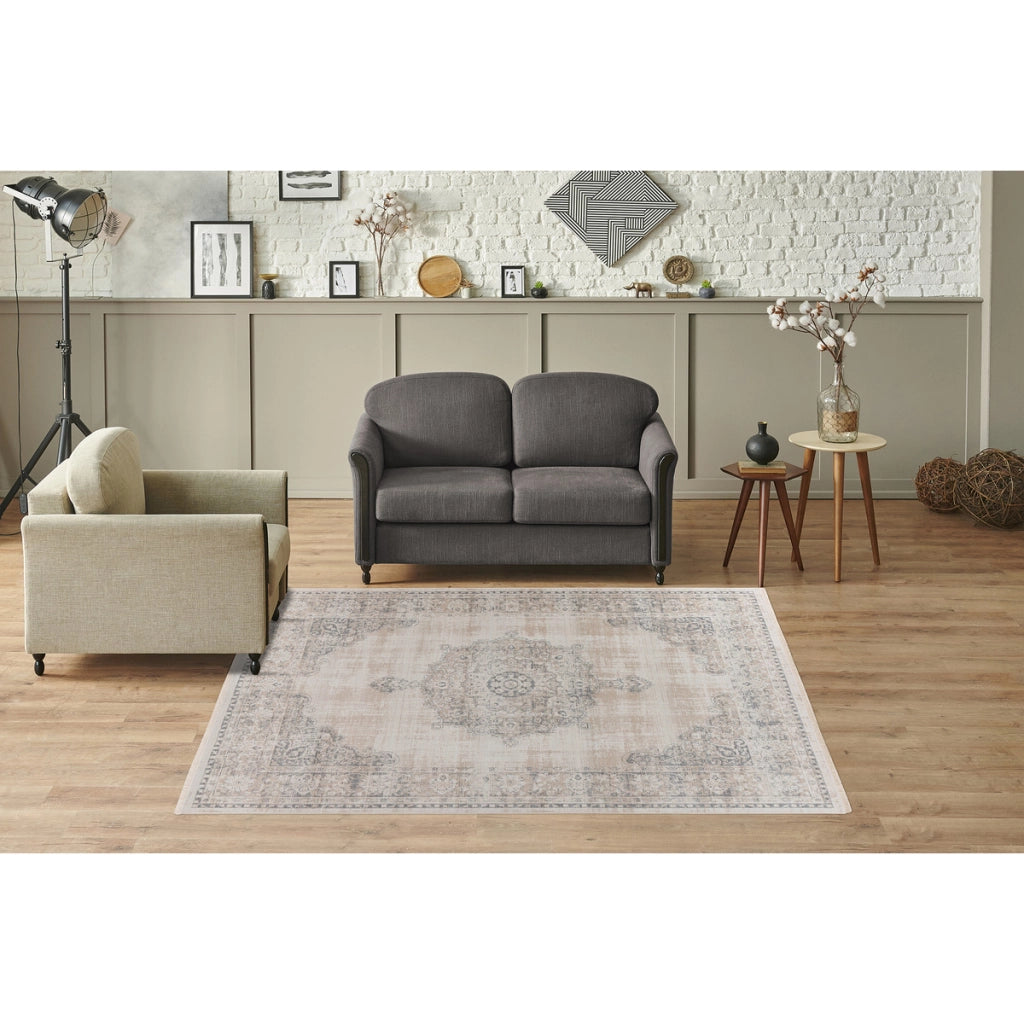 Tappeto Vintage Milan 100 in Grigio e Beige