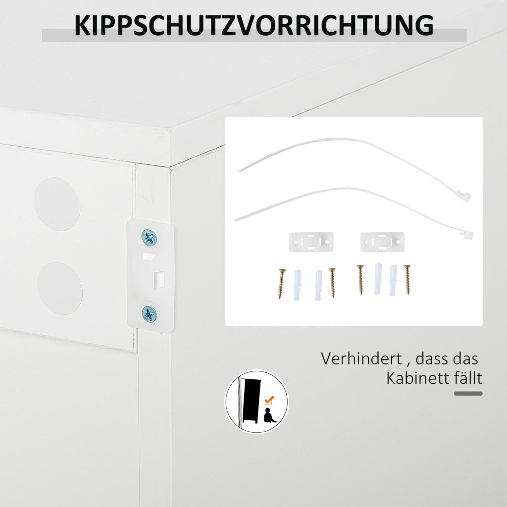 Sideboard Kommode Anrichte, 2 Schubladen, Push-Click, 117 cm x 36 cm x 74 cm, Weiß