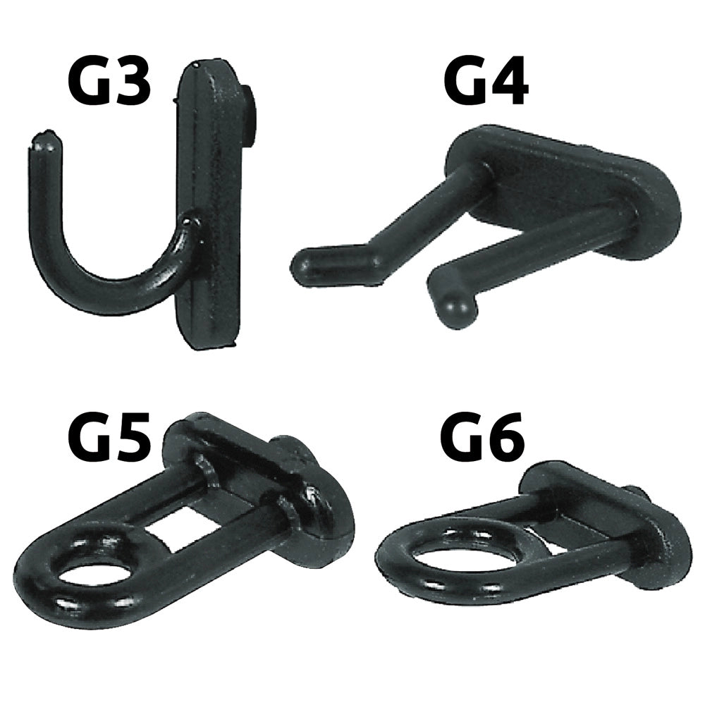 100pz gancio in nylon per pannelli portautensili g6 cod:ferx.506240nlm