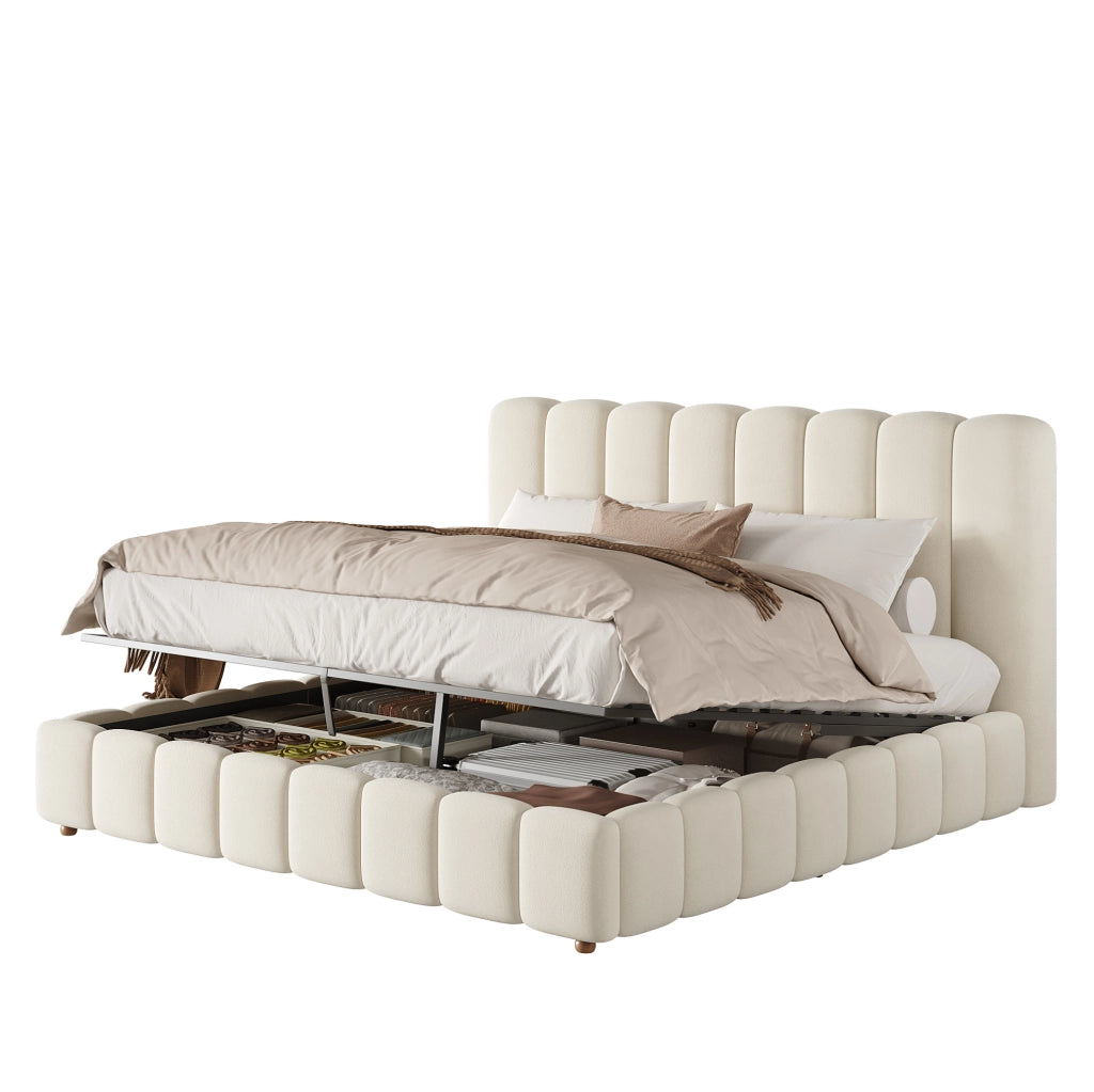 Letto matrimoniale imbottito 160x200 cm con contenitore idraulico e rete