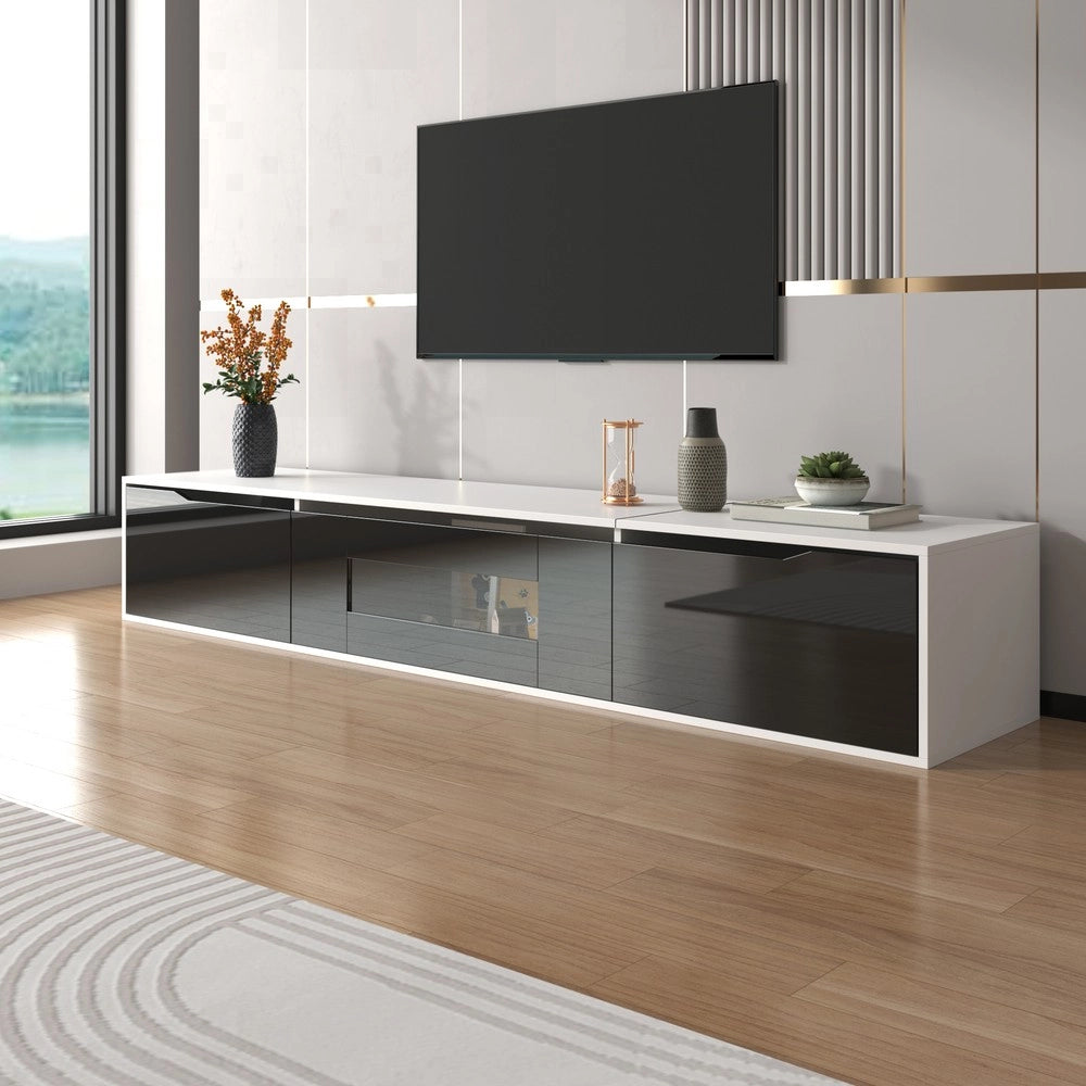 Mobile TV e Vetrina ¨C Xylo ¨C Nero Lucido e Bianco, LED Colore