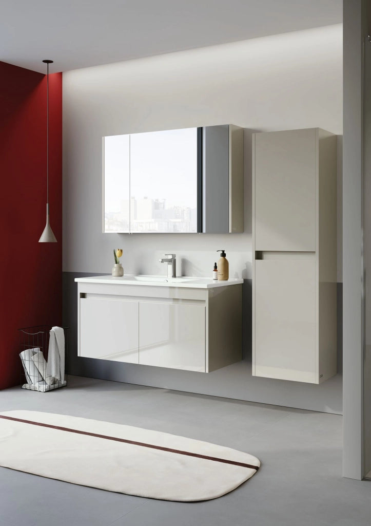 Set mobile lavabo con specchio (2 pezzi) "Arno 100" - 100 x 45 x 52 cm - Cashmere