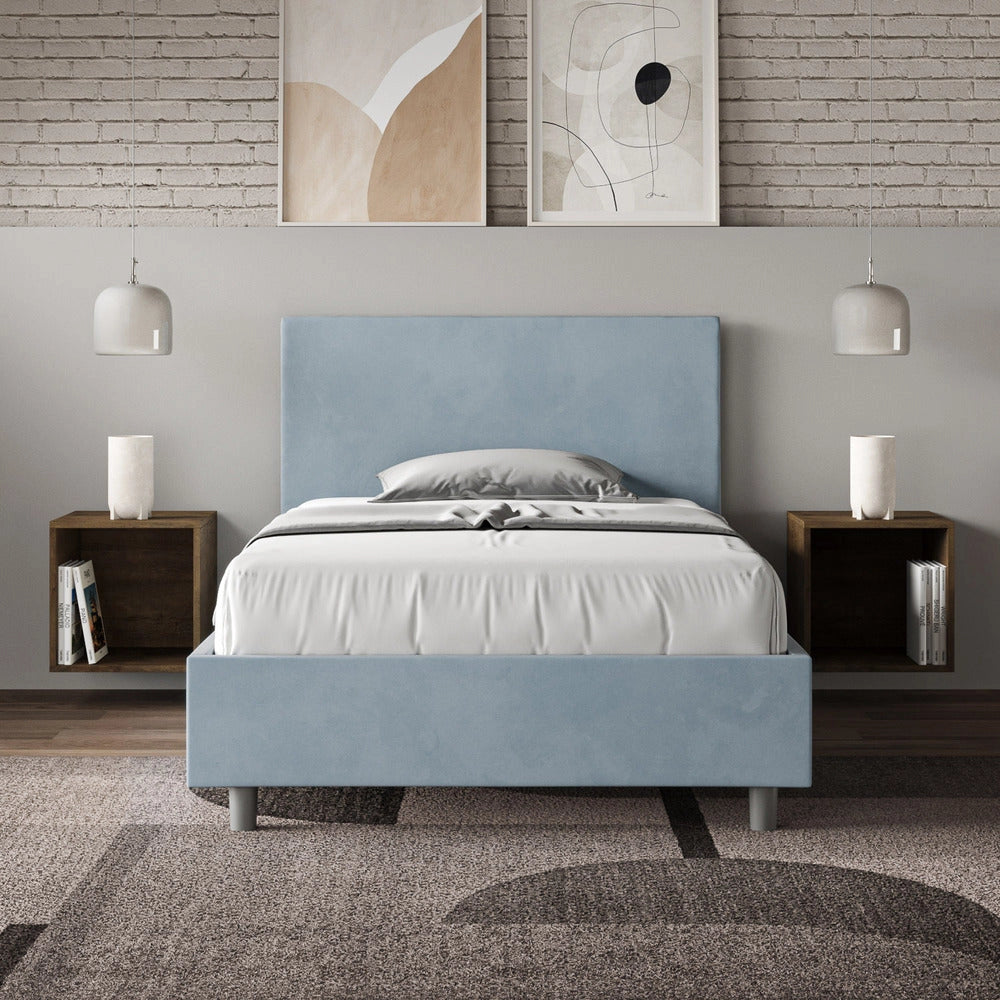 Letto Singolo 100x190 cm con Rete Adele Azzurro