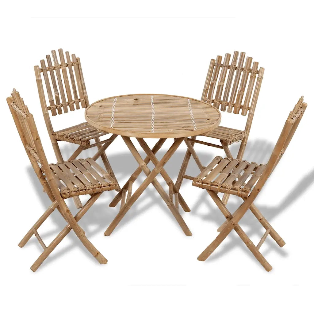 Set da Pranzo da Giardino 5 pz Pieghevole in Bambù 41497