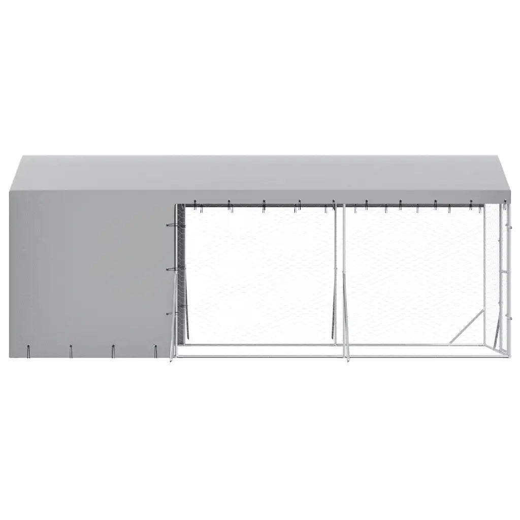 Cuccia Cani da Esterno Tetto Argento 2x6x2,5 m Acciaio Zincato 3190491