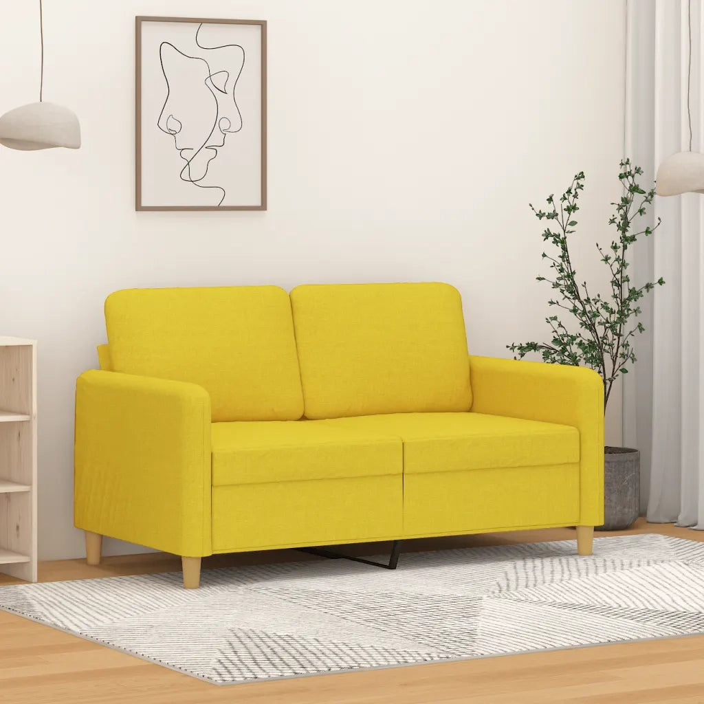 Divano a 2 Posti Giallo Chiaro 120 cm in Tessuto 359475