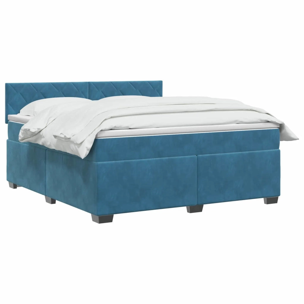 Letto con Box Spring, Materasso e LED Blu 140 x 190 cm Velluto 3452184