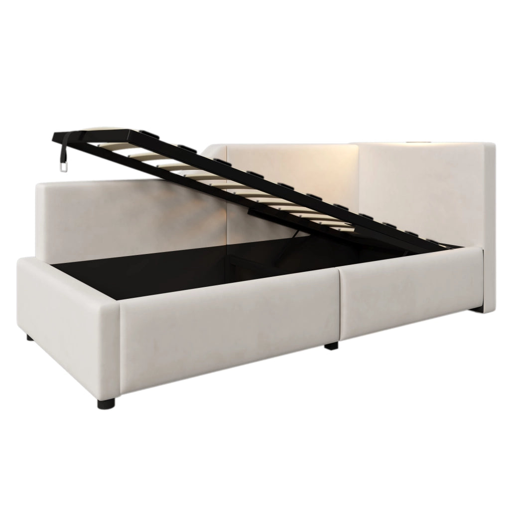 Letto singolo contenitore 90x190 cm beige