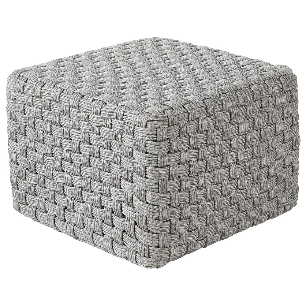 Pouf da giardino grigio in materiale sintetico 50 x 50 cm Pouf da esterno intrecciato a mano in stile boho