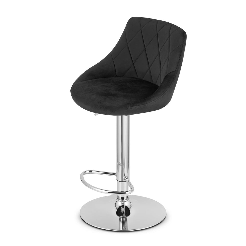 Sgabello da bar girevole OSKAR KAST velluto nero con base cromata