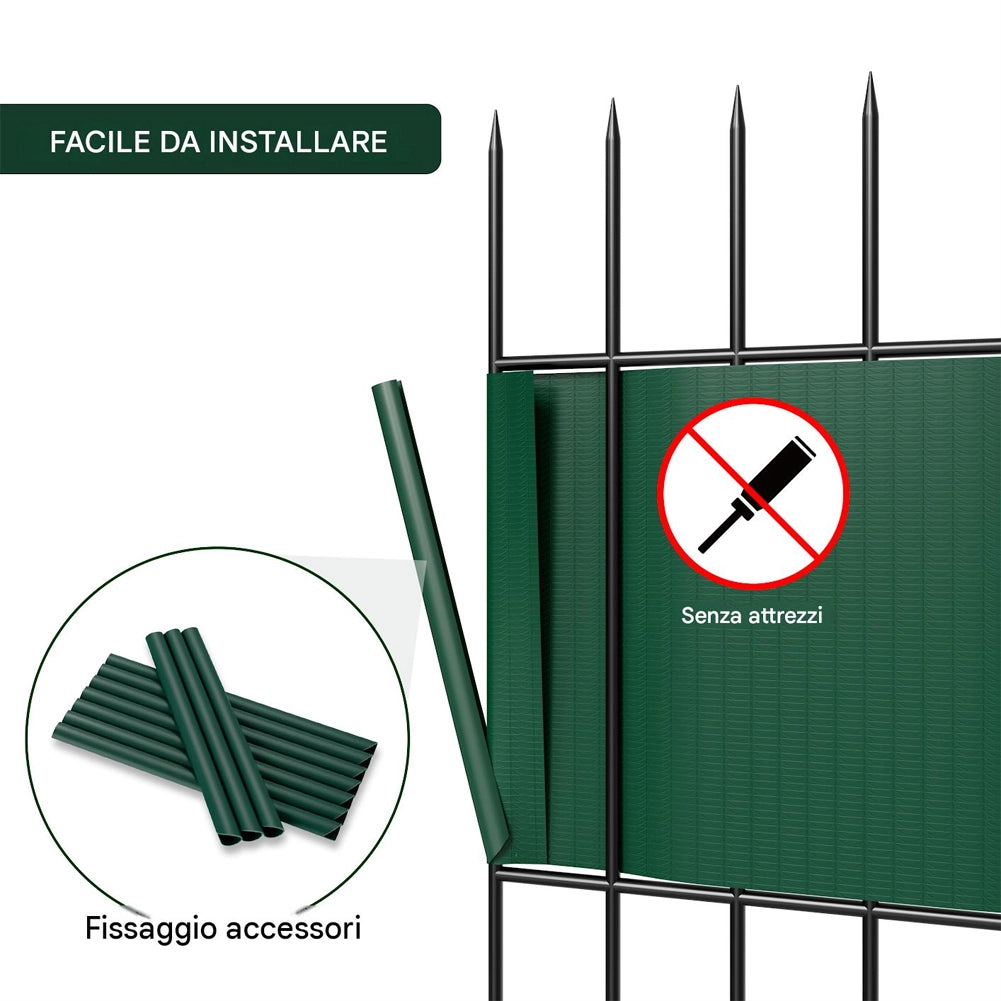 Frangivista in PVC Verde 19cmx35M Telo Oscurante 450gr/mq Anti Uv da Esterno