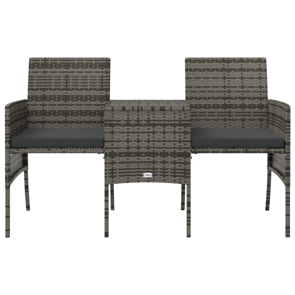 Divano da Giardino a 2 Posti Tavolino e Pouf Polyrattan Grigio 313593