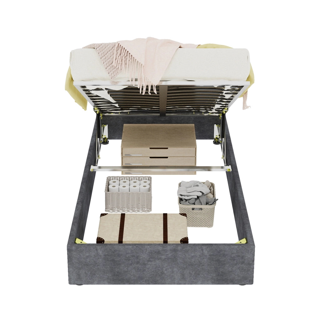 letto telaio tessuto grigio 90 x 200 cm