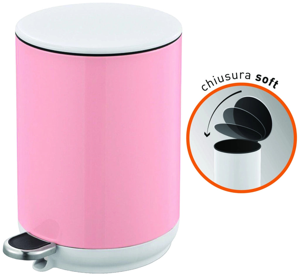 PATTUMIERA SECCHIO 5LT BRIXO LADY BIN PEDALE A CHIUSURA SOFT ROSA