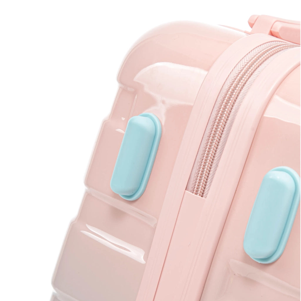 Set Valigie 2 Pezzi Spinner PC con Lucchetto Combinazione + Borsa Cosmetica 14", Rosa
