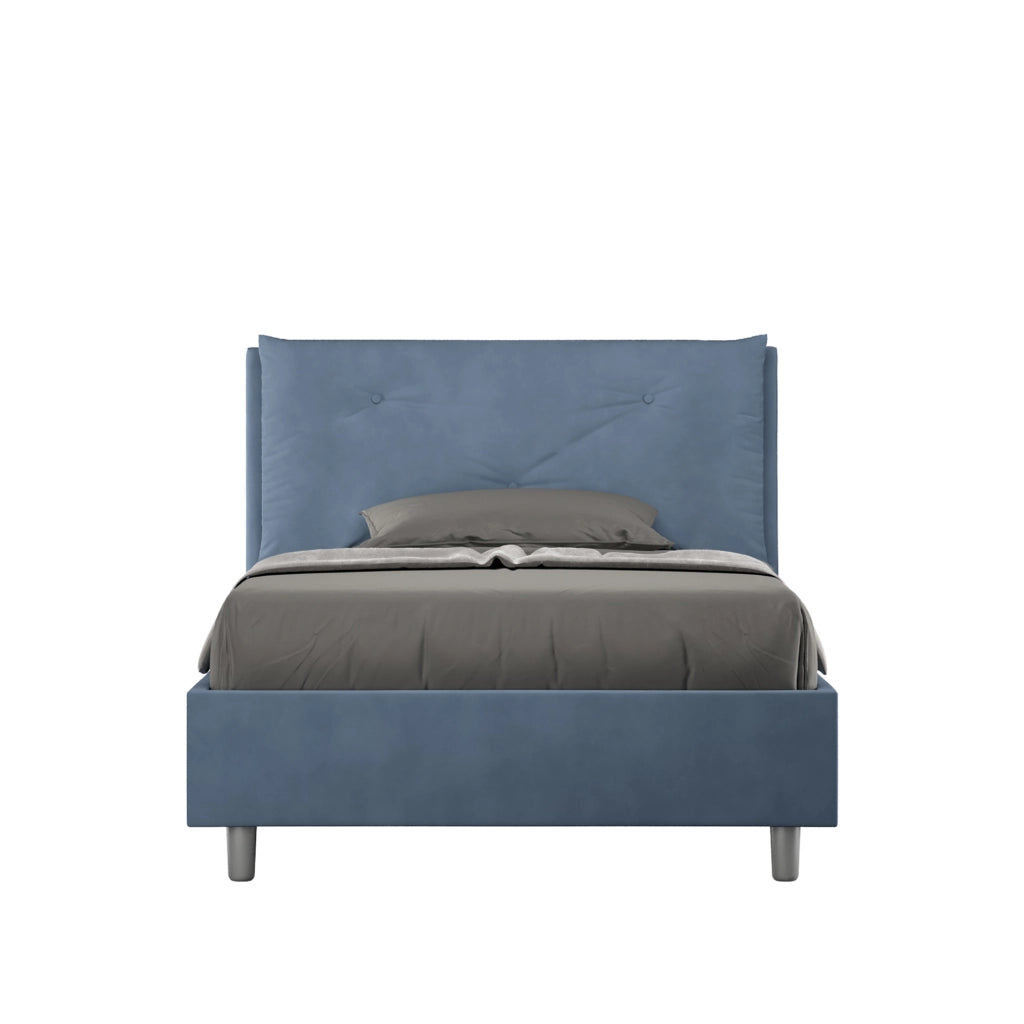 Letto 1 Piazza E Mezzo 110x210 cm con Rete Imbottito in Microfibra Appia Large Blu