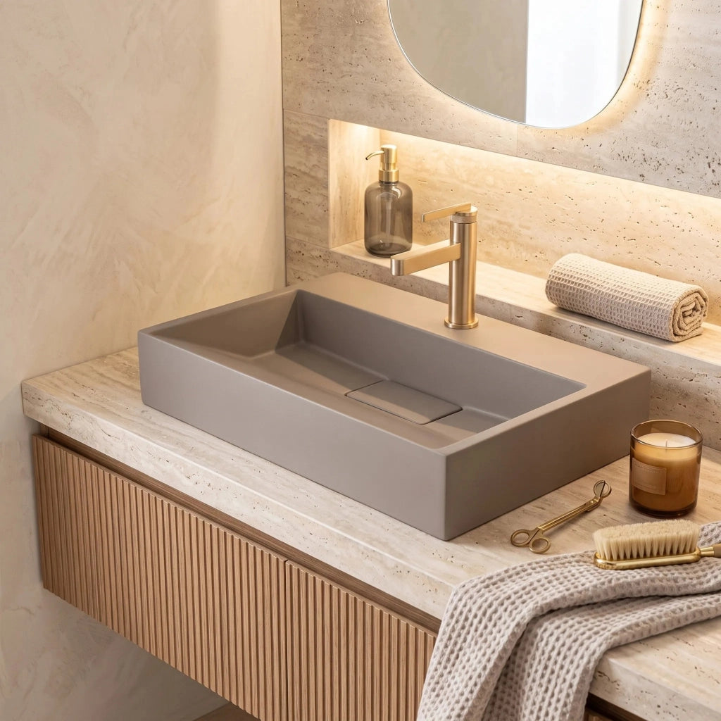 Lavabo In Conglomerato Rea Goya Taupe 60cm