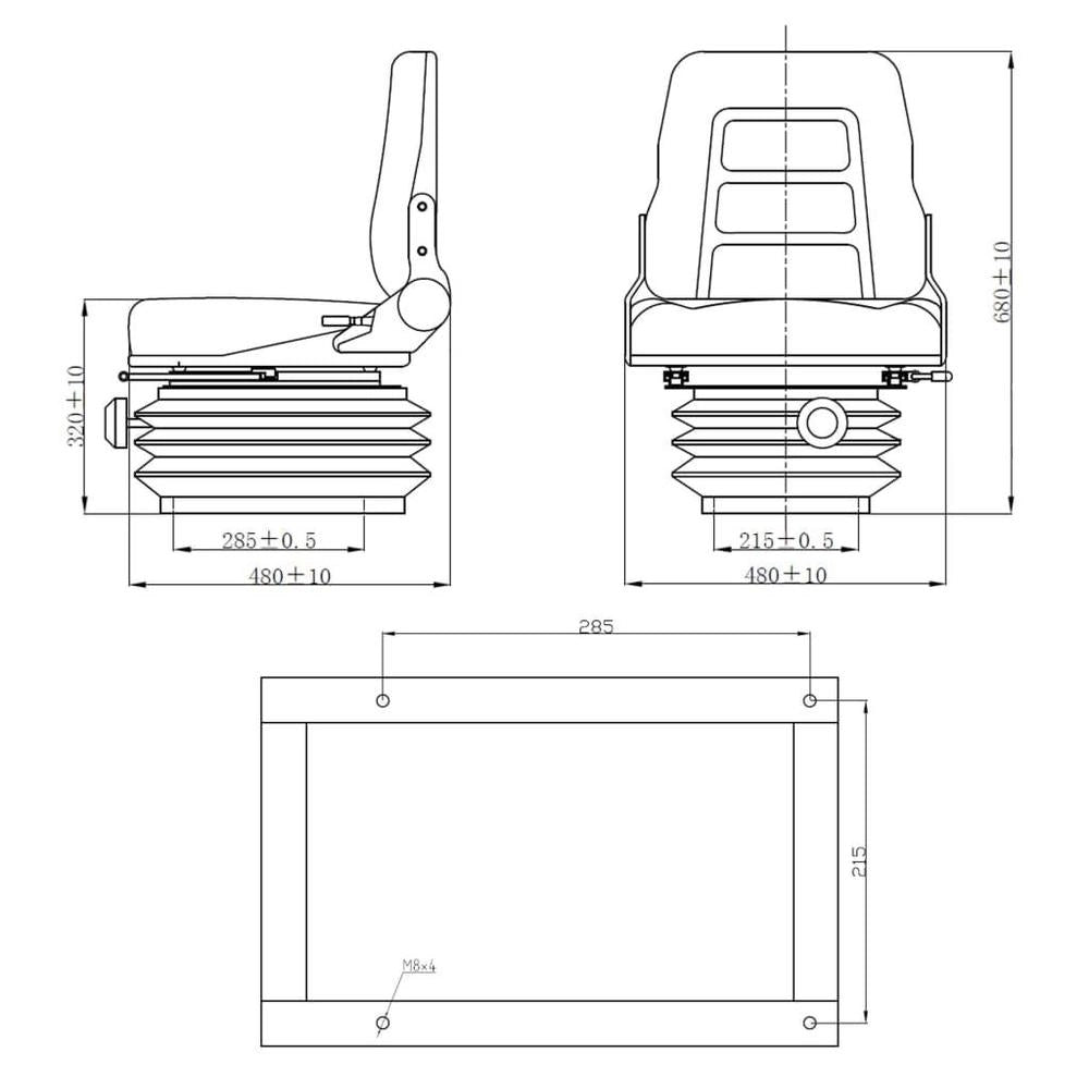 Forklift Seat, Tractor Seat, Suspension, Adjustable Backrest