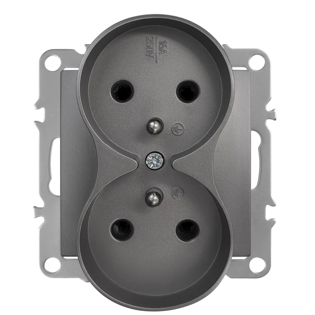 Presa Doppia Con Messa A Terra Oste Jnh002-g Grey
