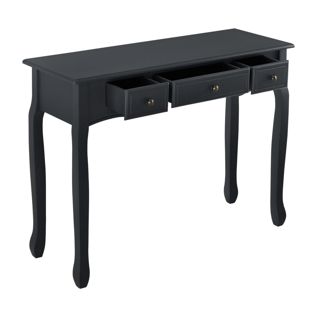 Tavolo Consolle Vintage con 3 Cassetti - Nero [en.casa]