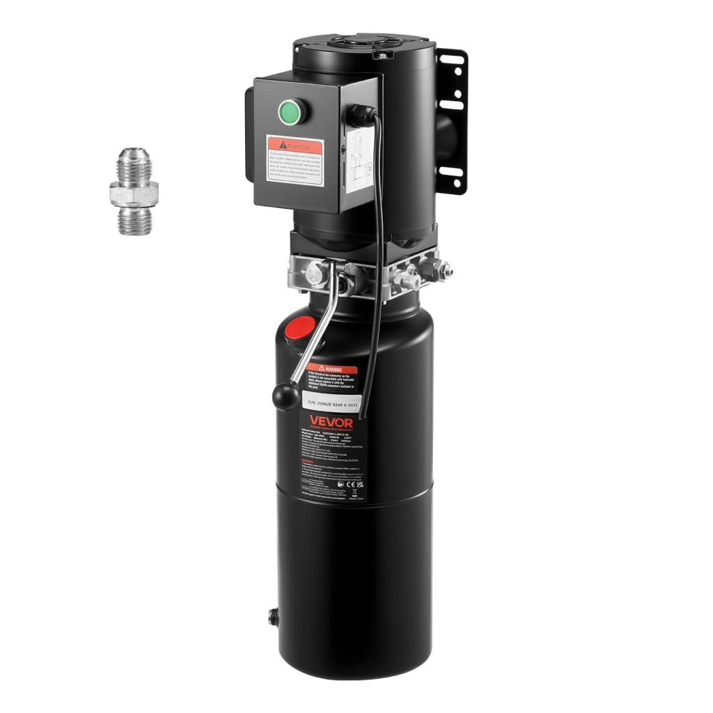 Pompa Idraulica Elettrica 220V 2,2kW Serbatoio 10L, Centralina a Semplice Effetto Portata 6,3 L/min 22 MPa per Rimorchi e Ribaltabili, Robusta Nero