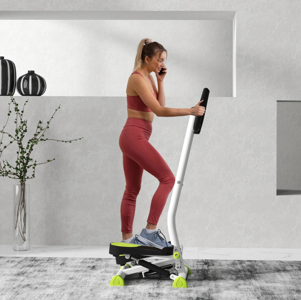 Stepper ULEVR verde con display LCD, pedali antiscivolo e portata massima 100 kg, 55x44x108 cm