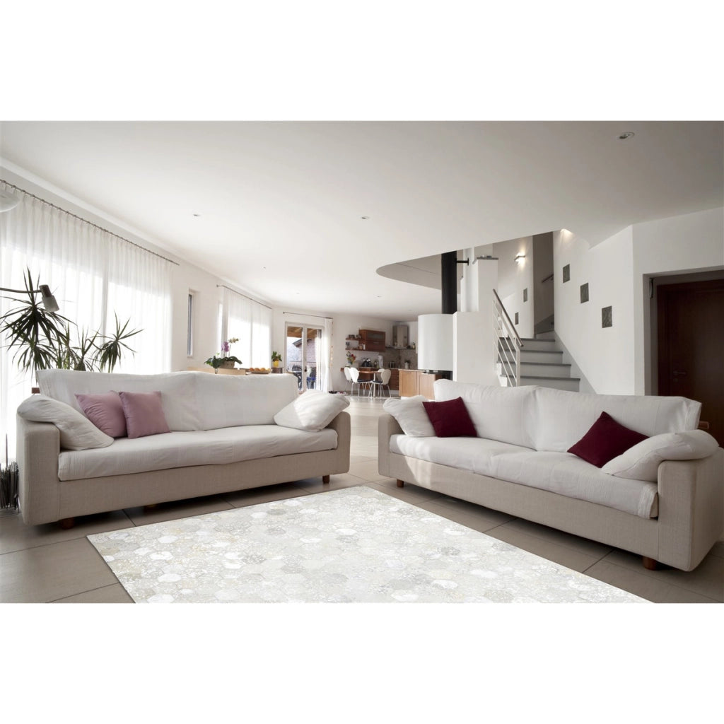 Tappeto Dazzle 200 Grigio Argento in Pelle 120x170 cm