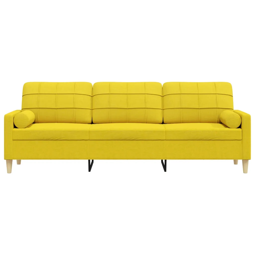 Divano a 3 Posti con Cuscini Giallo Chiaro 210 cm in Tessuto 3278206