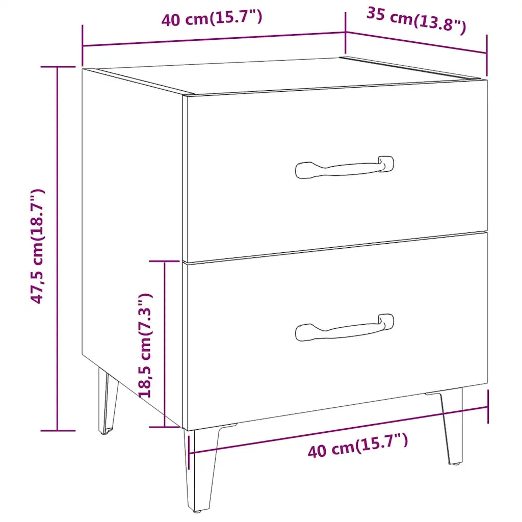 Comodino Grigio Sonoma 40x35x47,5 cm 817293