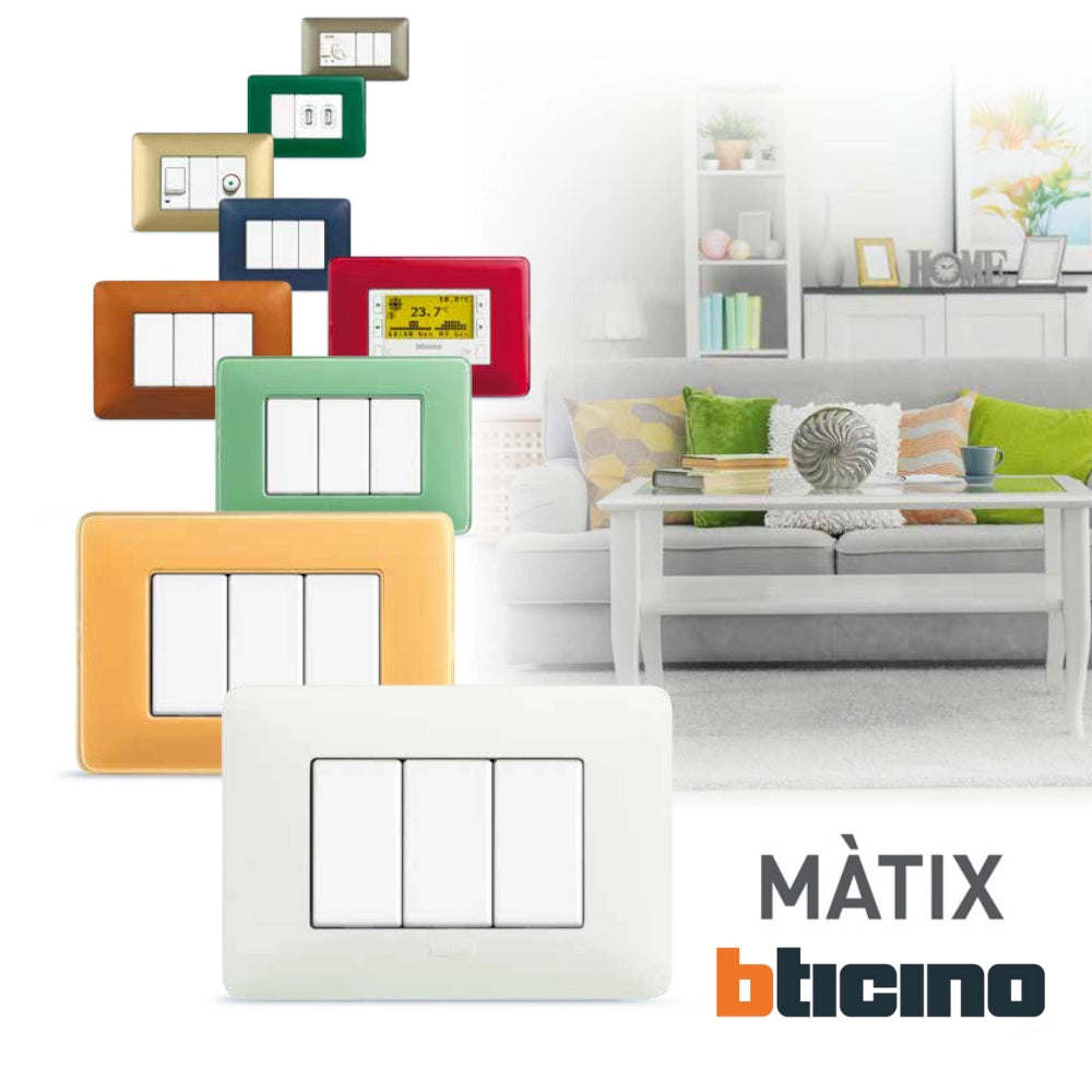 Bticino matix placca 4 posti tecnopolimero colorata am4804 *** colore avorio, confezione 1