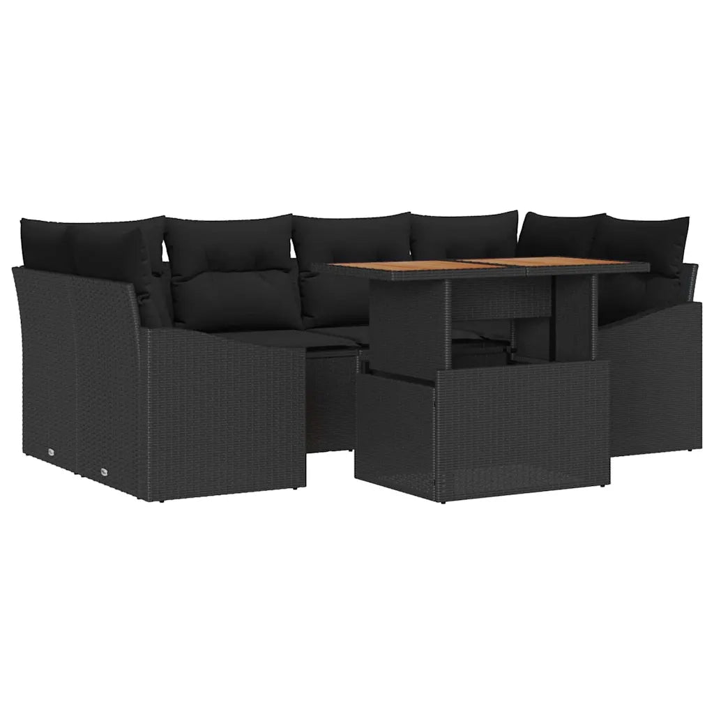 Set Divano da Giardino con archiviazione 7 pcs Nero Poly Rattan 3358529