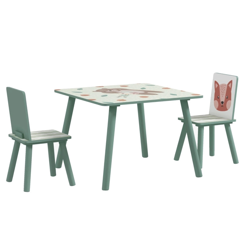 TAVOLO per bambini Set da 3 pezzi 60x60x44 cm Legno Verde