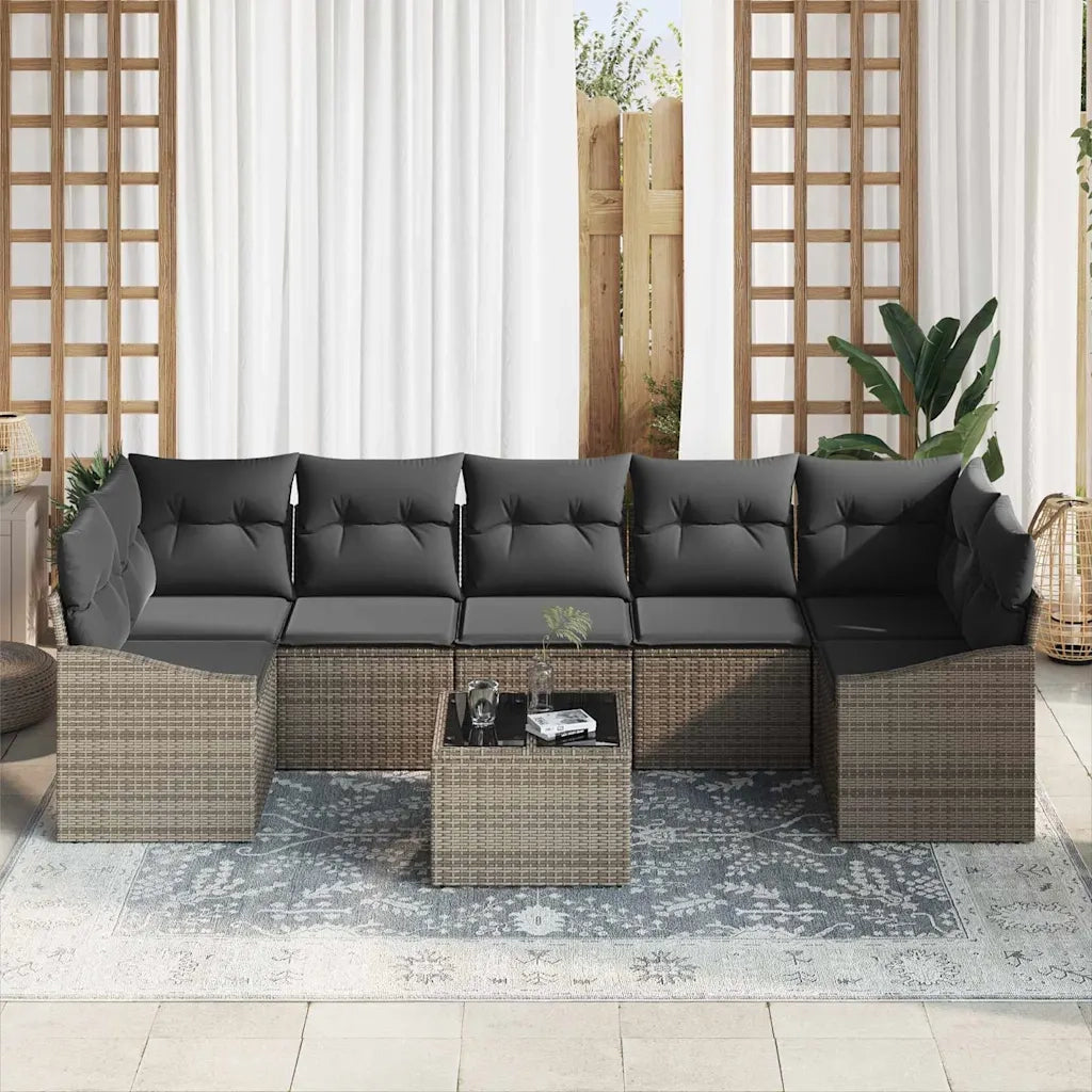 Set di divani con cuscino 8 pcs Grigio polyrattan 3355308