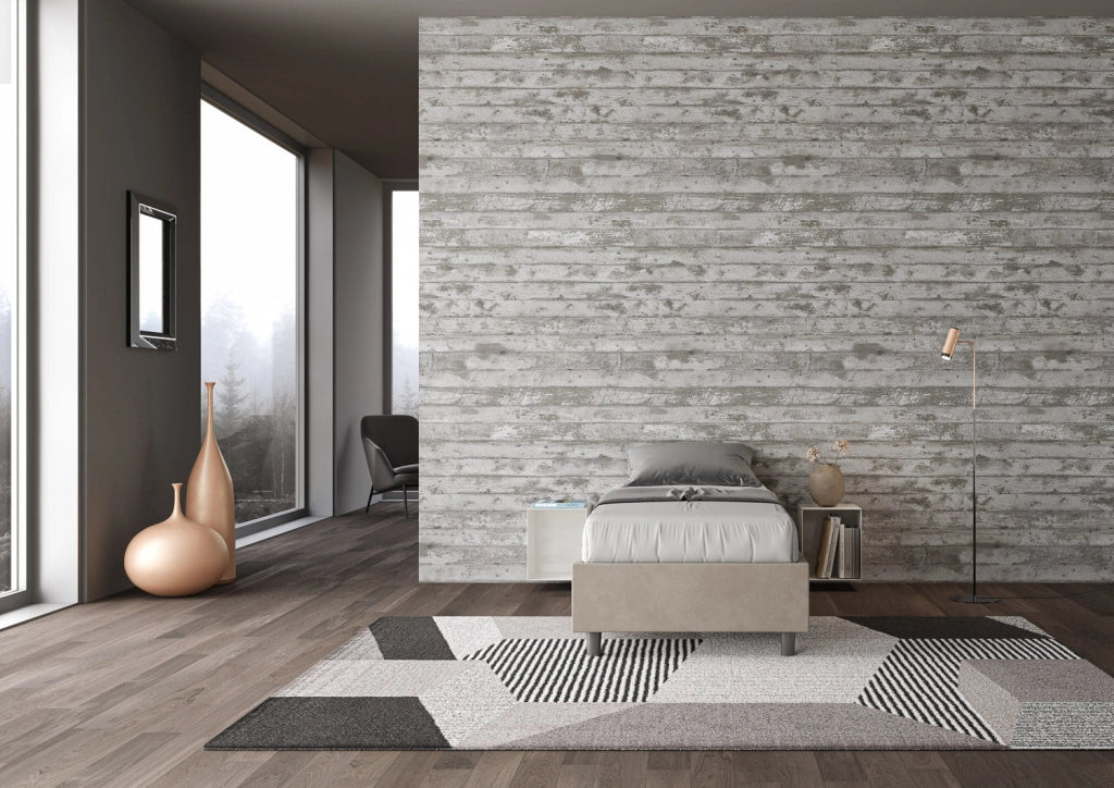 Letto 1 Piazza e Mezzo Sommier 130x190 cm con Rete e Contenitore Azelia Sabbia