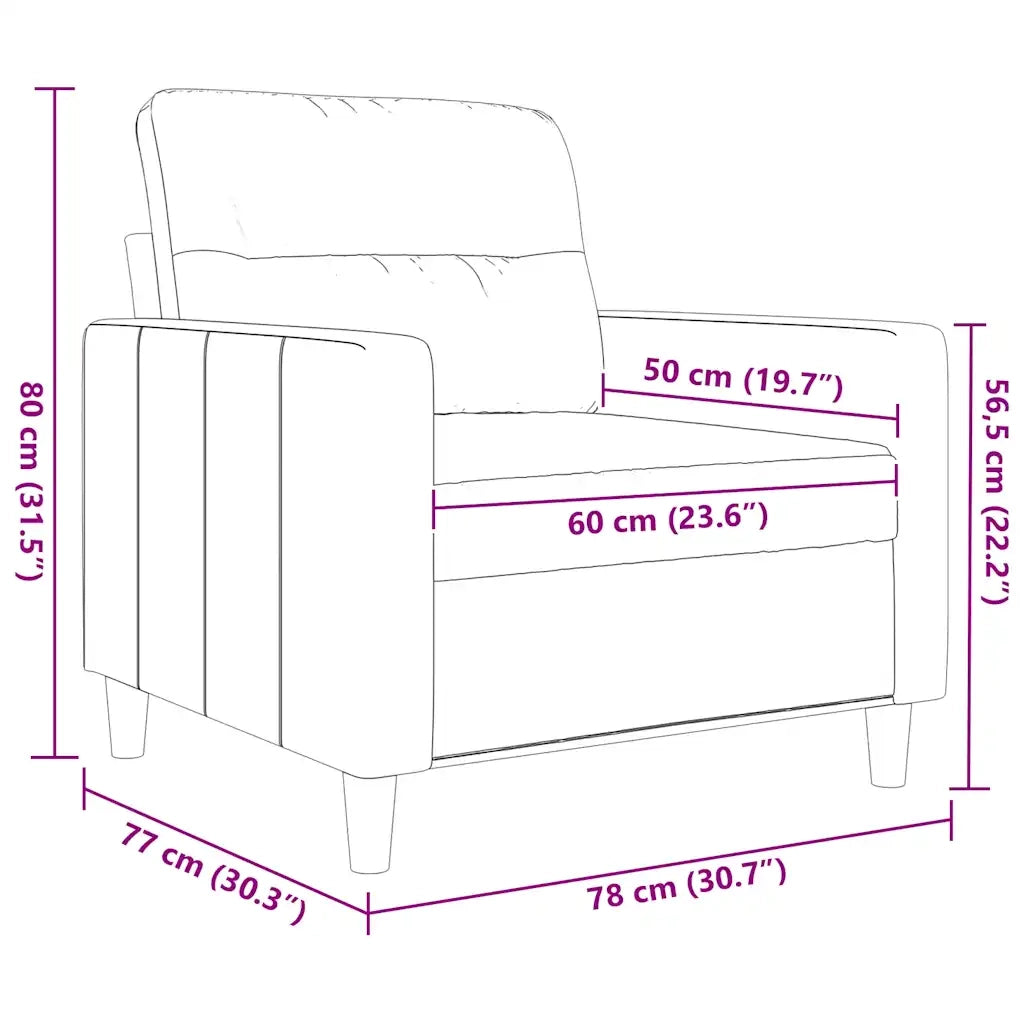 Poltrona-Divano Sedia Grigio Chiaro 60 cm in Tessuto 748359